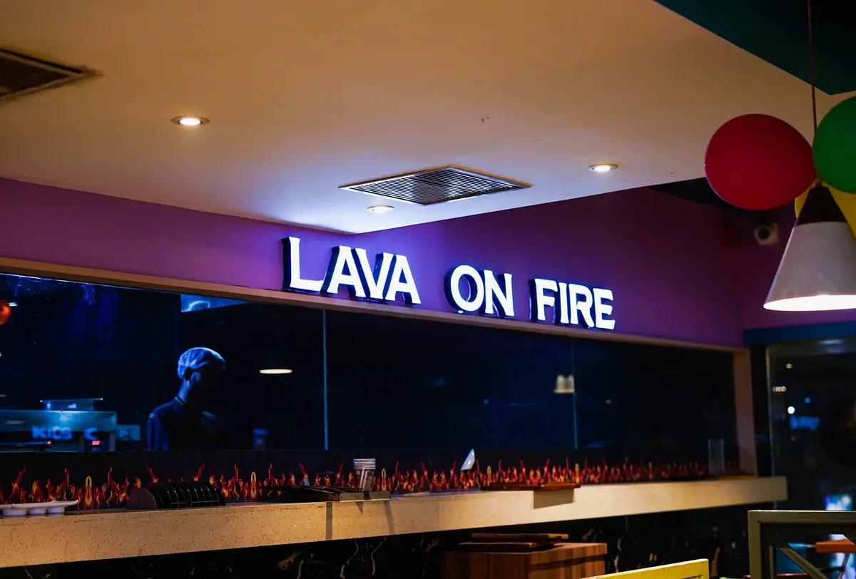 The Lava On Fire grill counter
