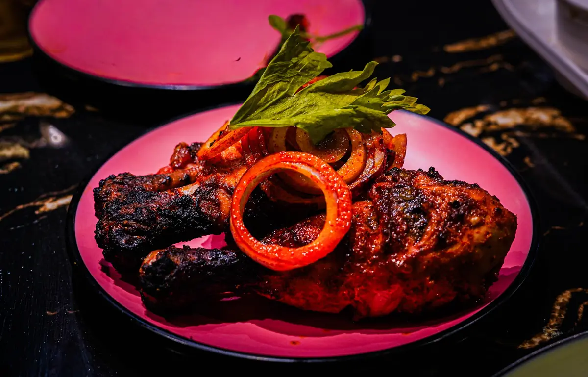 Grilled chicken served on a plate